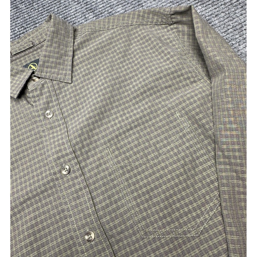 Aigle Shirt Mens Large Green Gray Plaid Long Sleeve Button‎ Up Midweight Outdoor